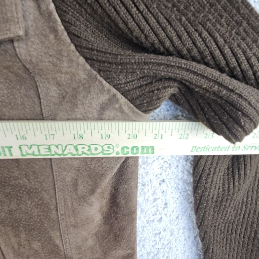 Relativity Leather Suede Button Up Jacket W/ Knit Sleeves Women's XL Chocolate‎ - Picture 5 of 13